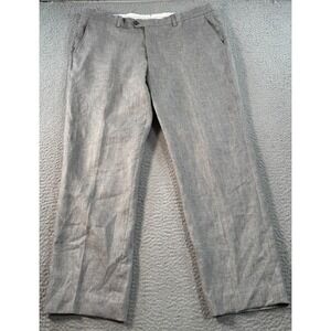Hawes And Curtis 1913 Pants Men 36x29 Gray 100% Linen Slacks Trouser Italy